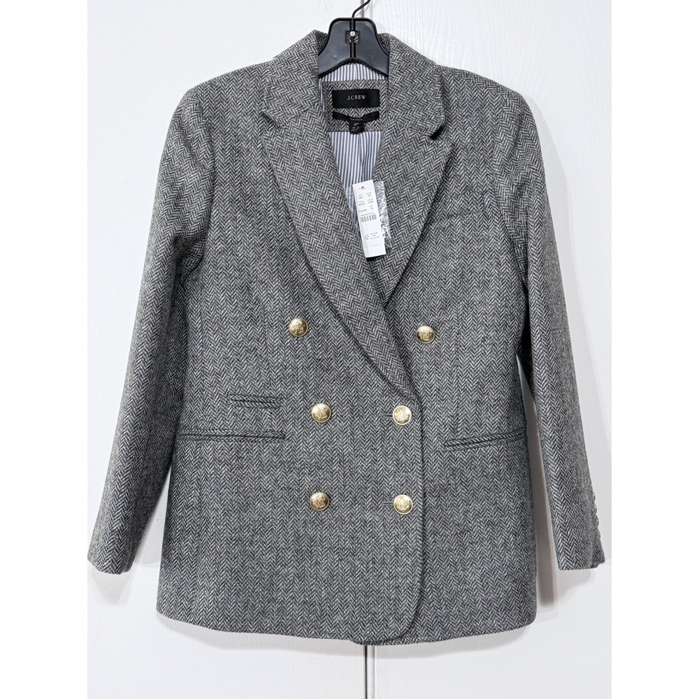 NWT J. Crew Sz 2P Bristol Blazer in Graphite Herringbone - petite grey $278